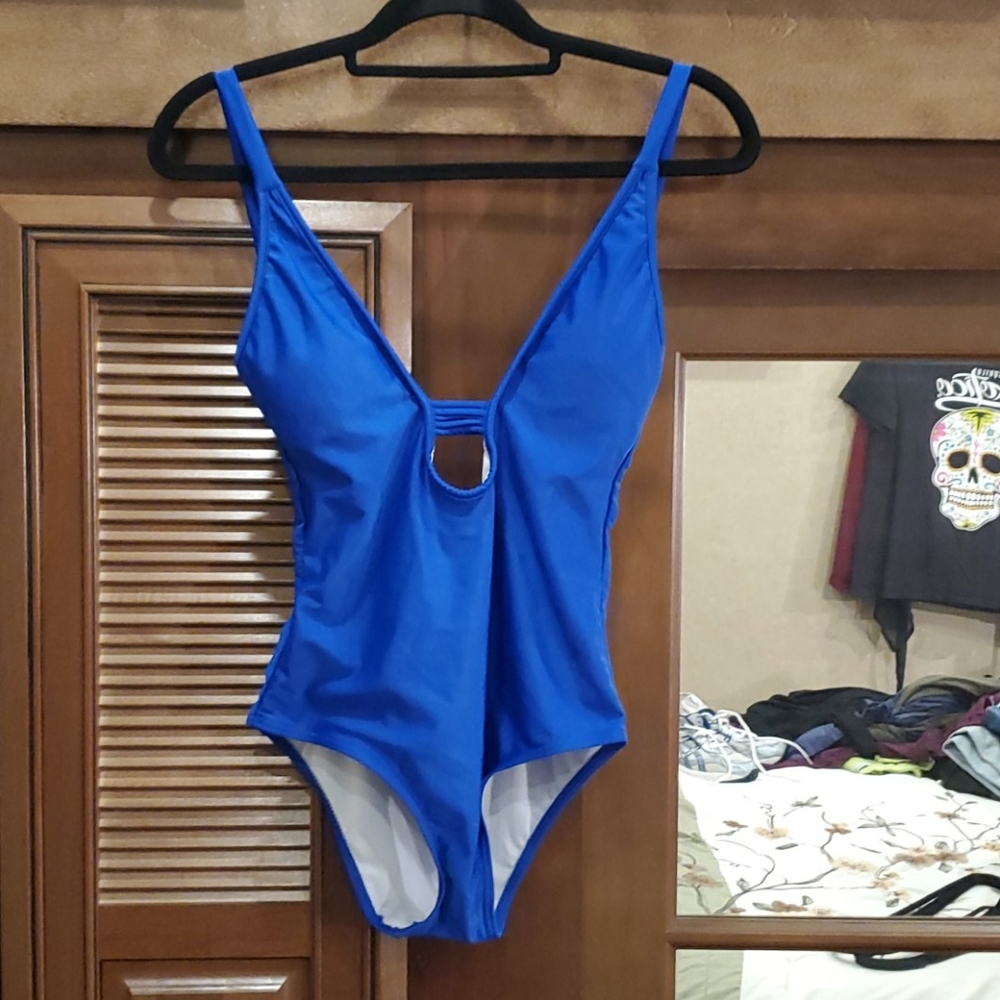 Strappy blue swimsuit